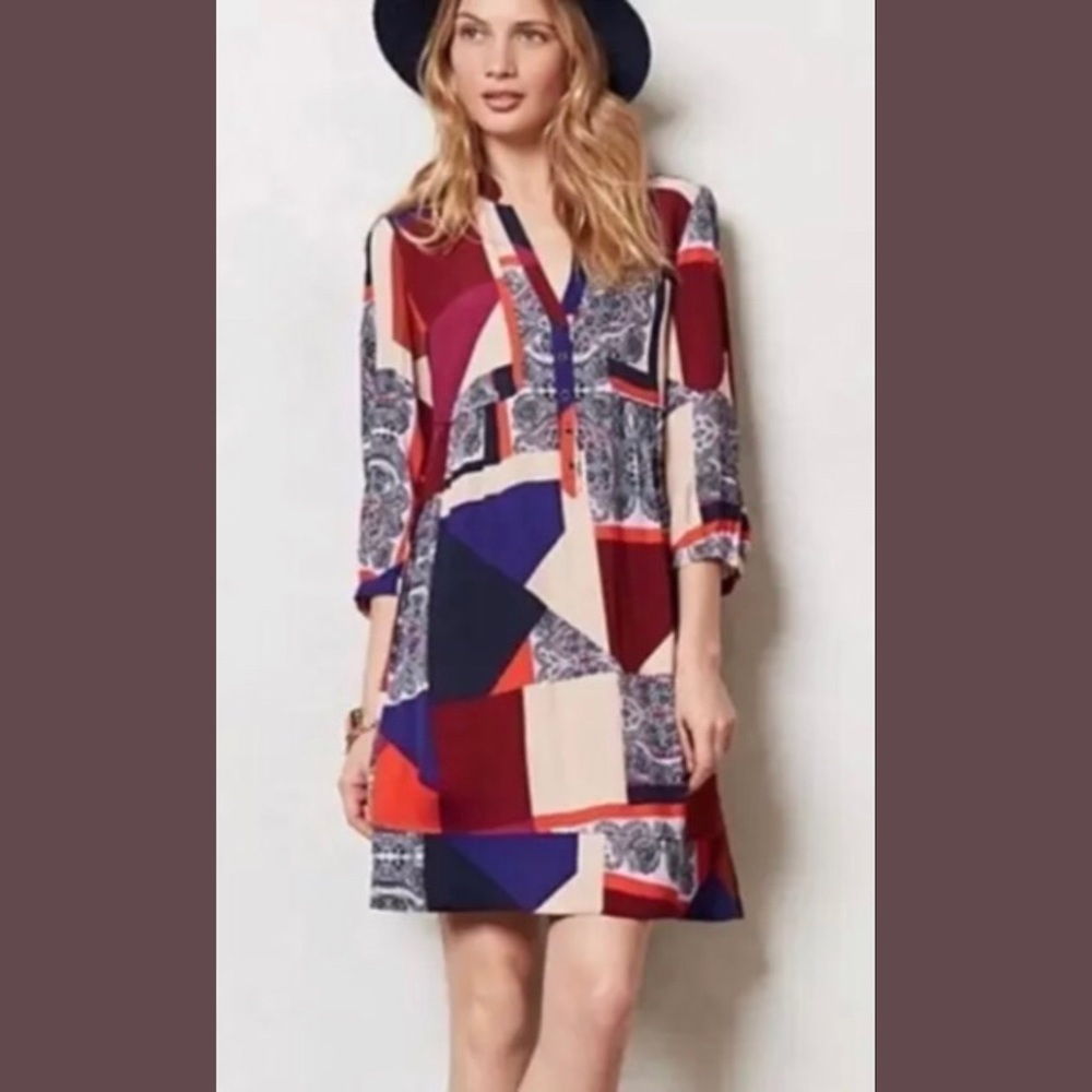 Anthropologie Maeve Taryn Crepe Shift Dress Size 2